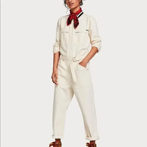 NWT Scotch & Soda A.M.S. x BLAUW Brutus Jumpsuit Cotton GRAPHICS Utility $245 L - Picture 2 of 15